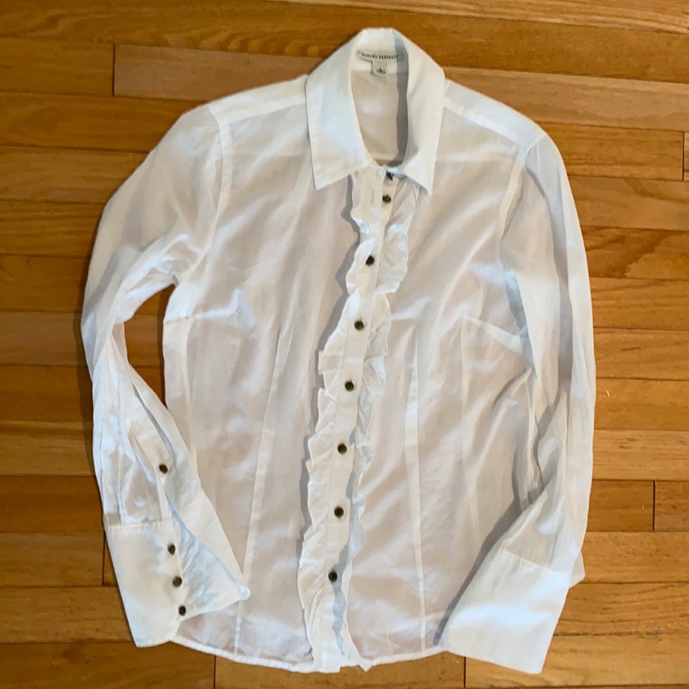 Banana Republic white ruffle blouse